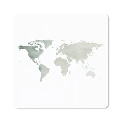 Produktbild von MuchoWow® Mauspad Mousepad Weltkarte - Einfach - Grau 20x20 cm - Mousepads - Maus Mat - Pad - Mausunterlage - Desk Mat - Bureauartikeln