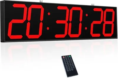 Produktbild von 27-Zoll digitale Wanduhr, multifunktionale Uhr mit Timer, Temperatur- und Datumsanzeige, großes Display für Flure, Bahnhöfe und Krankenhäuser (rot)