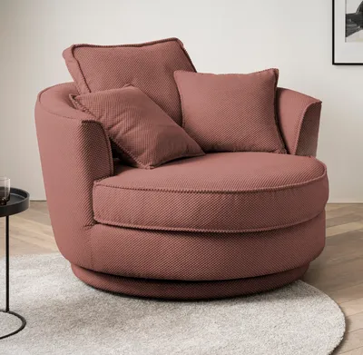 Produktbild von Drehsessel "Comfy" terracotta Web-Velours Loveseat drehbar inkl. Kissen