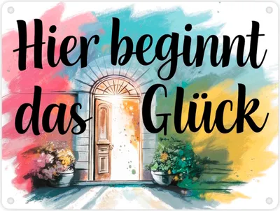 Produktbild von Hier beginnt das Glück Metallschild in 15x20 cm