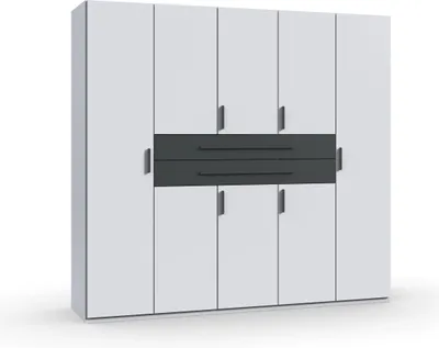 Produktbild von Drehtürenschrank >DIGIT< in WEISS + SCHWARZ - 225x208x58cm (BxHxT)