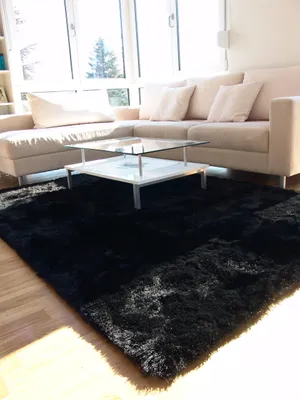 Produktbild von benuta Hochflor Teppich Whisper Schwarz 120x170 cm