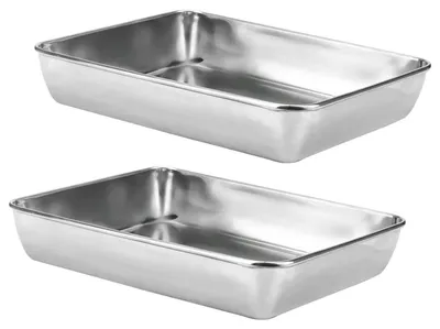 Produktbild von Backbleche Edelstahl Rechteckig 30 x 24 x 5 cm 2er Set