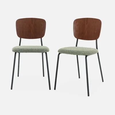 Produktbild von sweeek - 2er-Set Stühle mit strukturiertem Bouclé-Sitz - Grün