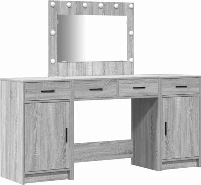 Obrázok produktu pre Toaletný stolík so zásuvkou 3 pcs Sivá Kompozitné drevo