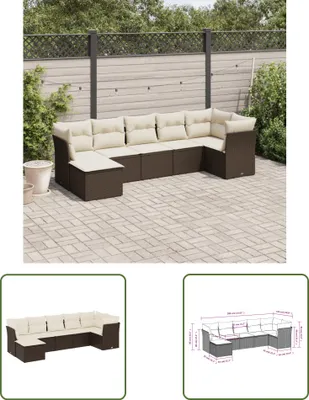 Produktbild von The Living Store 7-tlg. Garten-Sofagarnitur mit Kissen Braun Poly Rattan