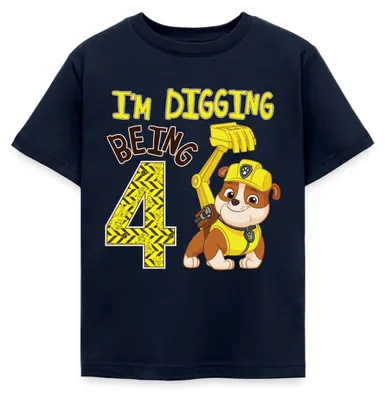Produktbild von Spreadshirt Paw Patrol Rubble 4. Geburtstag Kinder T-Shirt, 110/116 (5-6 Jahre), Navy