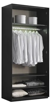 Produktbild von Schwarz-Weißer Schlafzimmer Kleiderschrank Moderner 6-Türiger Schrank