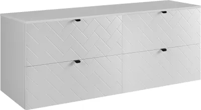 Image de Armoire de salle de bains, blanc avec poignée noire / avec plateau supérieur, 160 x 57 x 46 cm