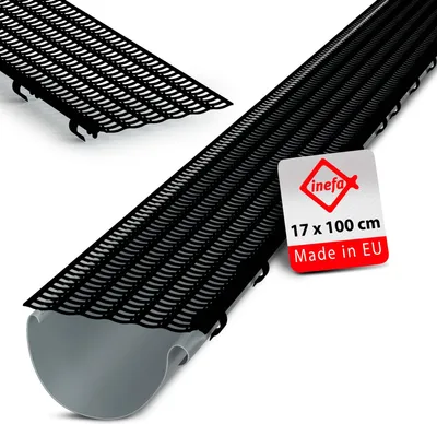 Produktbild von INEFA Laubfangstreifen 100cm, NW100-150, Schwarz, Dachrinnen Laubschutz, Dachrinnenschutz Dachrinnenabdeckung Regenrinnen Laubschutz, Laubfanggitter Laubnetz Dachrinnengitter, Laubschutz Dachrinne