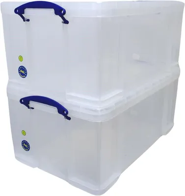 Image de Boîte de rangement en plastique, 64 litres, transparente, empilable, pour l'organisation