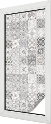 Produktbild von Buntglas Fensterfolie – 116x50 cm – Stained-Glass Design – blickdichte dekorative Sichtschutzfolie – selbstklebend, UV-Schutz – Geflieste Muster