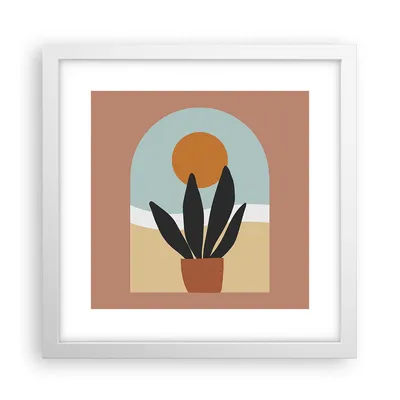 Produktbild von Gerahmtes Poster - Weißer Rahmen - Minimalistisch Fenster Blume - 30x30 cm - Wand Bild - Wanddeko - Wandbilder - Kunstposter - Wandposter - Bilderrahmen - Bilder - Kunstdruck - P2WAC30x30-4473