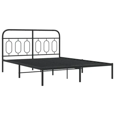 Zdjęcie produktu dla Metalowa rama łóżka z wezgłowiem czarna, 140x200 cm