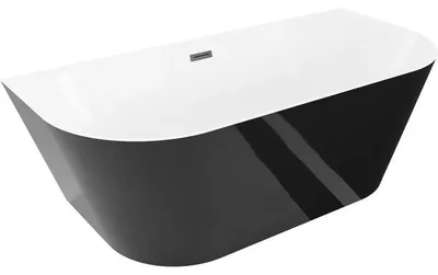 Obrázek produktu pro Mexen Oval Slim volně stojící vana k přisazení ke stěně 170 x 80 cm, bílá/černá, přepad černý - 52661708075-70