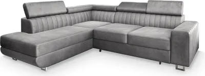 Produktbild von Masseno Ecksofa NOLA L-S mit Schlaffunktion L-Form, Sofa mit Bettkasten, Wohnzimmersofa, Couch, Soffa, Bettsofa, Couchgarnitur- Hellgrau, MONOLITH 84