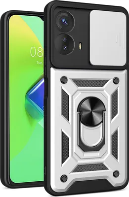 Produktbild von Hülle für Motorola Moto G73 mit Ring Ständer Halter Dia Kameraschutz TPU PC Hybrid Handyhülle Silber