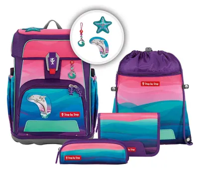 Zdjęcie produktu dla Komplet plecaka szkolnego "Dolphin Lana" firmy Step by Step CLOUD OCEAN, 5-elementowy