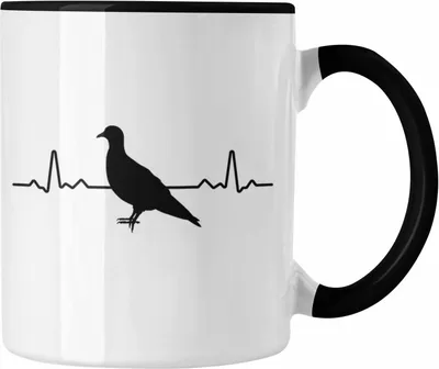 Produktbild von Trendation - Taubenzüchter Tauben Herzschlag Geschenk Zaubenzucht Zubehör Tasse Lustiger Spruch Taubenflüsterer Taubenliebhaber Becher (Schwarz)