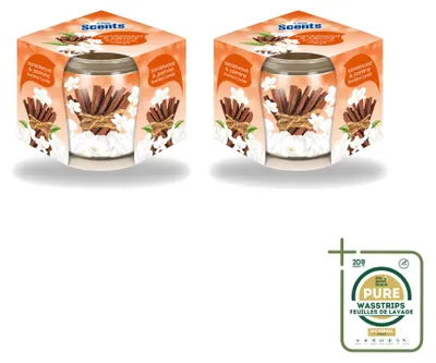 Immagine prodotto di 2 candele profumate "At Home Scents", Sandalo e Gelsomino, 70 g ciascuna - confezione risparmio - 2 pezzi