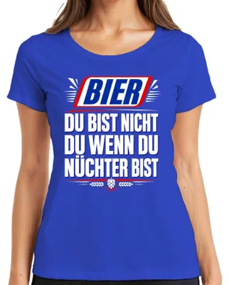 Produktbild von Bier Du bist nicht du wenn du nüchter bist Saufen Party Lustig JGA Damen T-Shirt, Blau, L