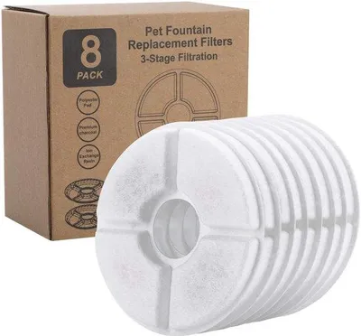 Image de Lot de filtres pour fontaines à eau pour chats, 8 pièces, charbon actif, 2-2,5 L