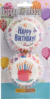 Produktbild von Muffinförmchen Happy Birthday 50 Stk Ø 5 cm Dekoration Backzubehör