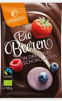 Produktbild von Landgarten  Beeren in Dreierlei Schokoladen 50g