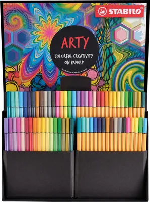 Produktbild von STABILO ARTY Creative Set, Medium, 68 Farben, Blau, Erröten, Karmin, Grün, Grau, Khaki, Lila, Limette, Ocker, Orange, Violett, Türkis,..., 0,4 mm, Mehrfarbig, 3 Jahr(e)