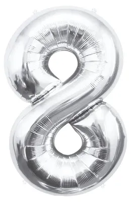 Image de Ballon en plastique XL chiffre 8 argent 85 cm
