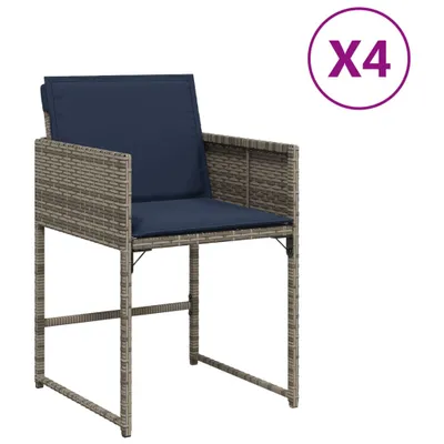 Produktbild von vidaXL Gartenstühle mit Kissen 4 Stk. Grau Poly Rattan
