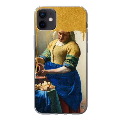 Produktbild von MuchoWow® Handyhülle Schutzhülle Hülle für iPhone 12 mini Milchmädchen - Gold - Alte Meister Silikon Softcase Handy Hülle - Bild