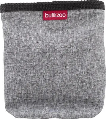 Zdjęcie produktu dla Torebka na psie smakołyki z magnetycznym zamknięciem i dozownikiem woreczków na kupy na spacery, 15 cm x 13 cm x 5 cm, imitacja lnu, szary