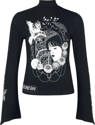 Produktbild von Wednesday Langarmshirt Damen Mirror Of Nevermore schwarz M