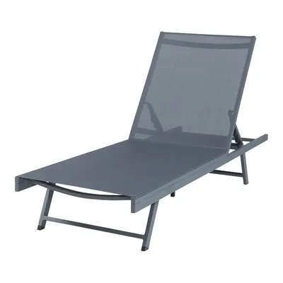 Image de Chaise longue « Baragiano » – Poids max. 150 kg – Structure en aluminium 197 x 64 x 30 cm – Gris foncé