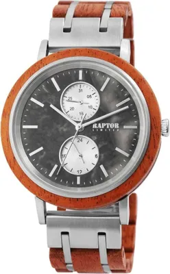 Produktbild von Raptor Armbanduhr Edelstahl Holzuhr braun silber Herren RA20278-004