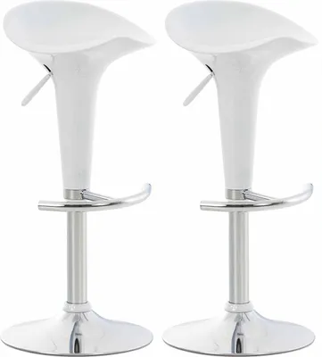 Produktbild von CLP 2er Set Barhocker Saddle mit drehbarem Kunsttoffsitz und Fußablage weiß