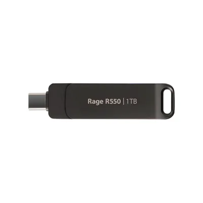 Produktbild von Patriot Memory Rage R550, 1 TB, USB Type-A / USB Type-C, 3.2 Gen 1 (3.1 Gen 1), 100 MB/s, Drehring, Schwarz