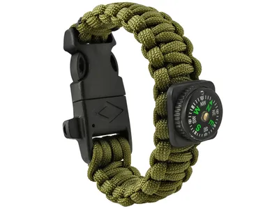 Zdjęcie produktu dla Bransoletka Paracord Army Green 5w1 Narzędzie Survival Outdoor Active Lekka Wodoodporna 6063