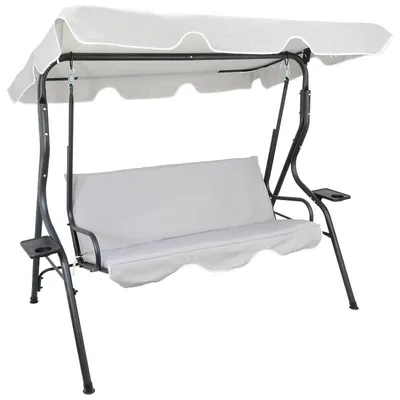 Obrázok produktu pre 3xEliving ROSARIO Hollywood Swing, záhradná hojdačka s držiakom na pohár v sivej farbe (Š 170 cm x V 158 cm x H 110 cm)