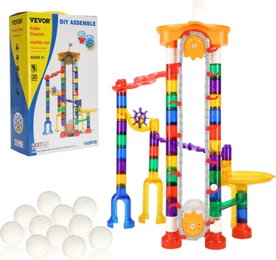 Immagine prodotto di VEVOR set per la corsa delle biglie 153 pezzi, con 30 biglie di plastica, labirinto di biglie, gioco di pensiero con blocchi da costruzione, giocattolo STEM per l'apprendimento educativo, per bambini dai 3 anni in poi
