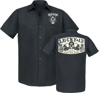 Productafbeelding van Lucky 13 T-shirt met korte mouwen, heren, model Dual Chopper, zwart, maat S