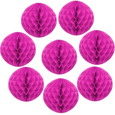 Image de Boules décoratives - 8 pièces - Décoration pour fêtes - Rose vif - Diamètre de 15 cm