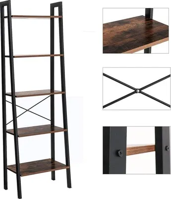 Immagine prodotto di Libreria vintage con 5 cassetti, struttura in metallo, facile da montare, soggiorno, camera da letto, cucina