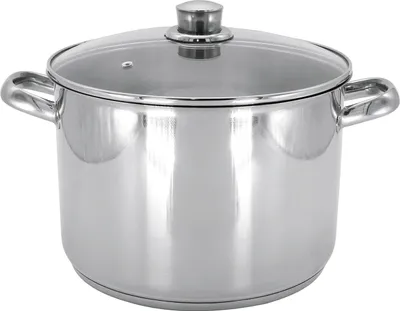 Image de KARL KRÜGER Casserole à grande capacité avec couvercle en verre 10 litres Ø26cm Acier inoxydable