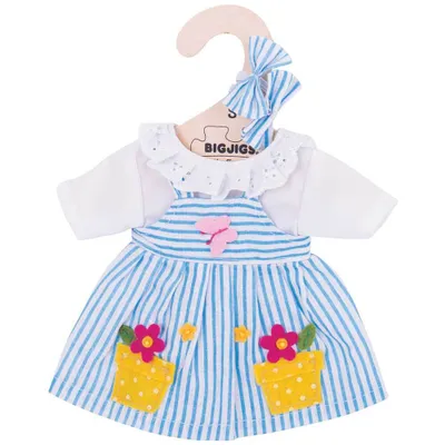 Immagine prodotto di Bigjigs Toys Vestito a righe blu per bambola 28 cm
