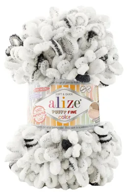 Strickgarn ALIZE Puffy Fine Color weiß, schwarz
