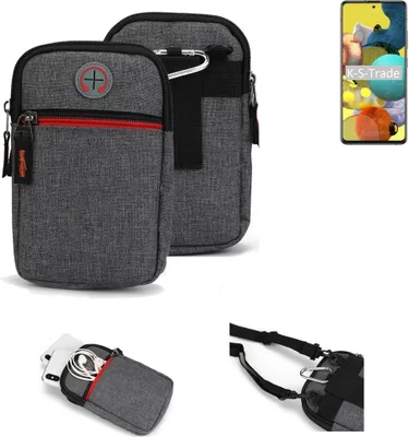 Produktbild von K-S-Trade Holster Gürteltasche kompatibel mit Samsung Galaxy A51 5G Handy Tasche Schutz Hülle grau Zusatzfächer 1x