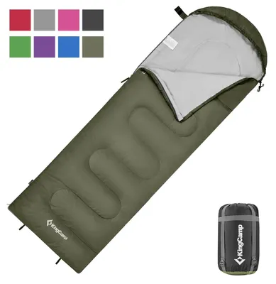 Immagine prodotto di KingCamp Sacco a pelo da esterno Sacco a pelo con coperta Adulti Bambini Ultraleggero Caldo Lavabile Da viaggio Verde oliva R Zip 220×75 cm
