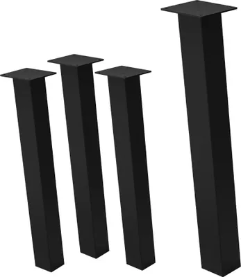 Produktbild von ML-Design 4er Set Tischbeine schräg, 72 cm, Schwarz glänzend, aus pulverbeschichtetem Stahl, eckig, Profil 8x8 cm, I-Form 96° Neigung